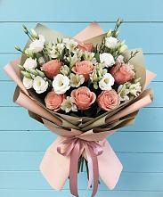 Букет цветов из:  Розы, Альстромерии и Лизиантусы в Молоди