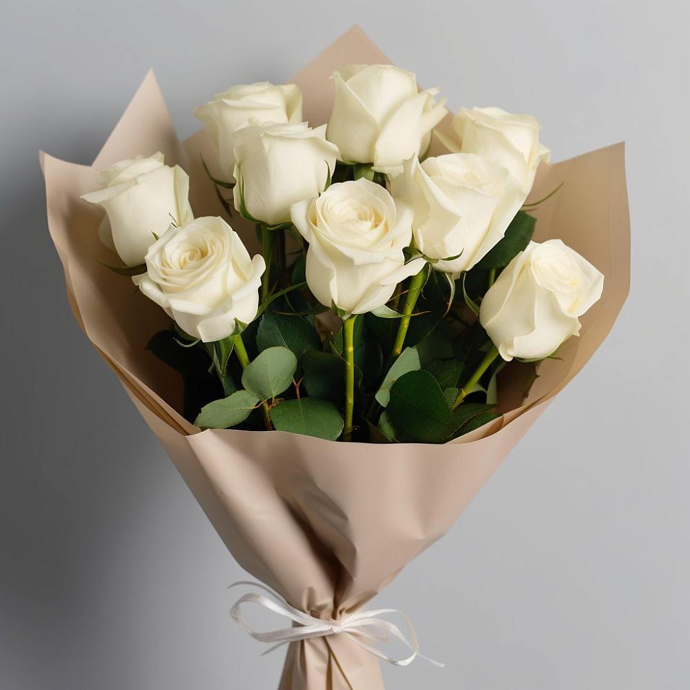 Букет 9 Белых роз Эдлесс Лав в Молоди