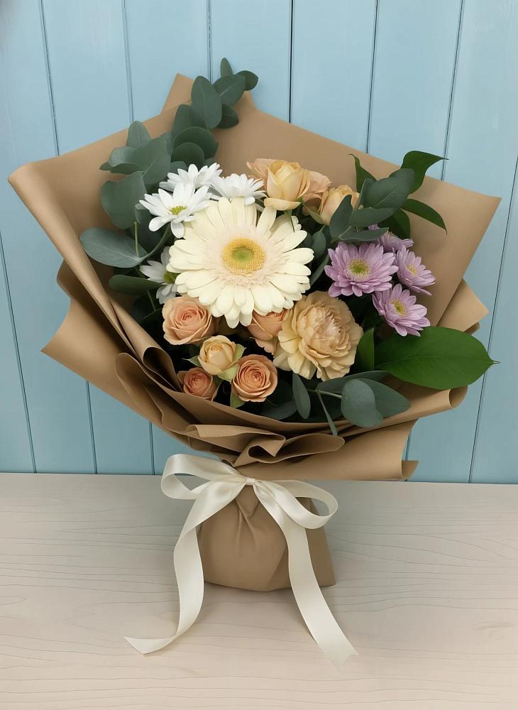 Букет цветов из: Герберы и Хризантемы в Молоди