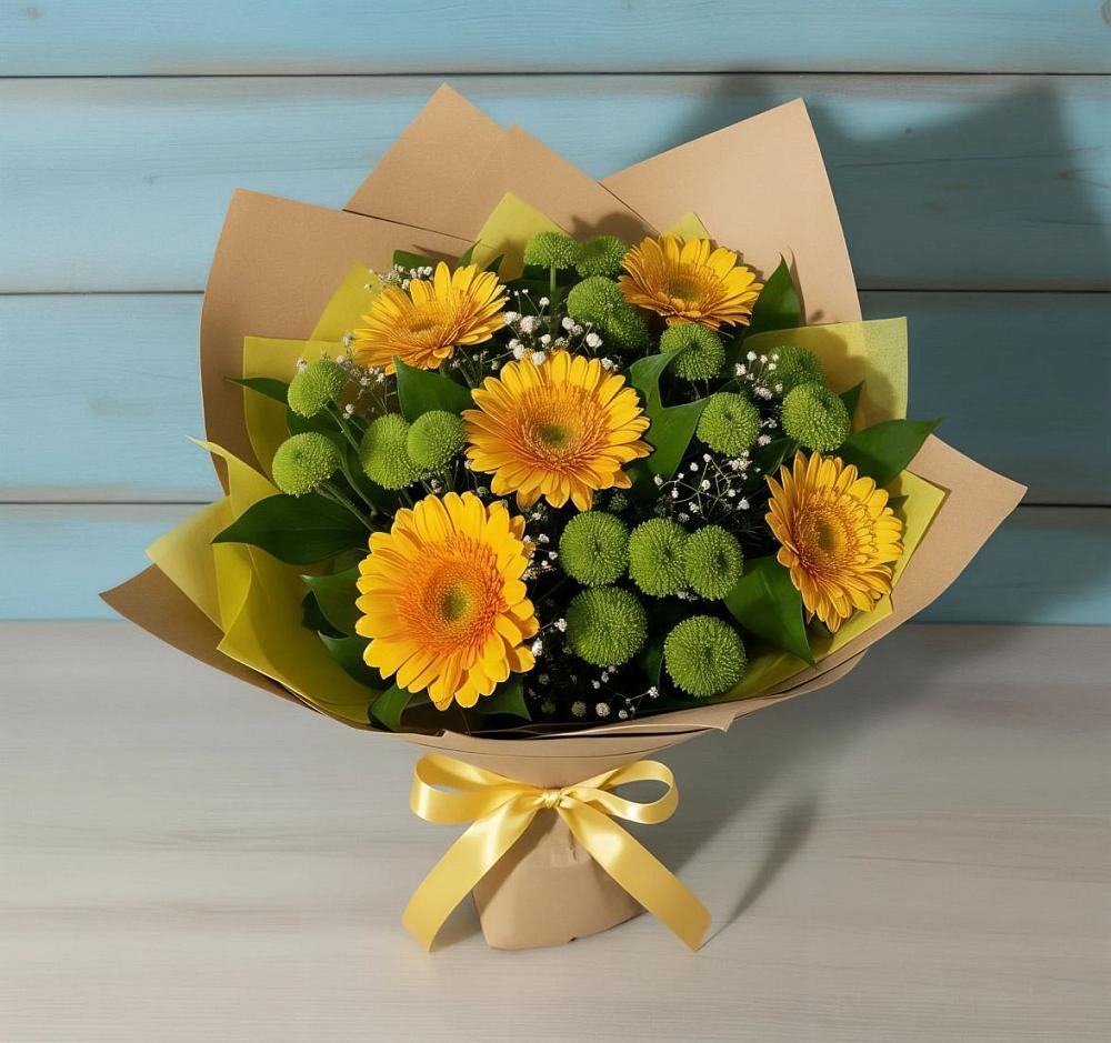 Букет цветов из: Герберы и Хризантемы в Молоди