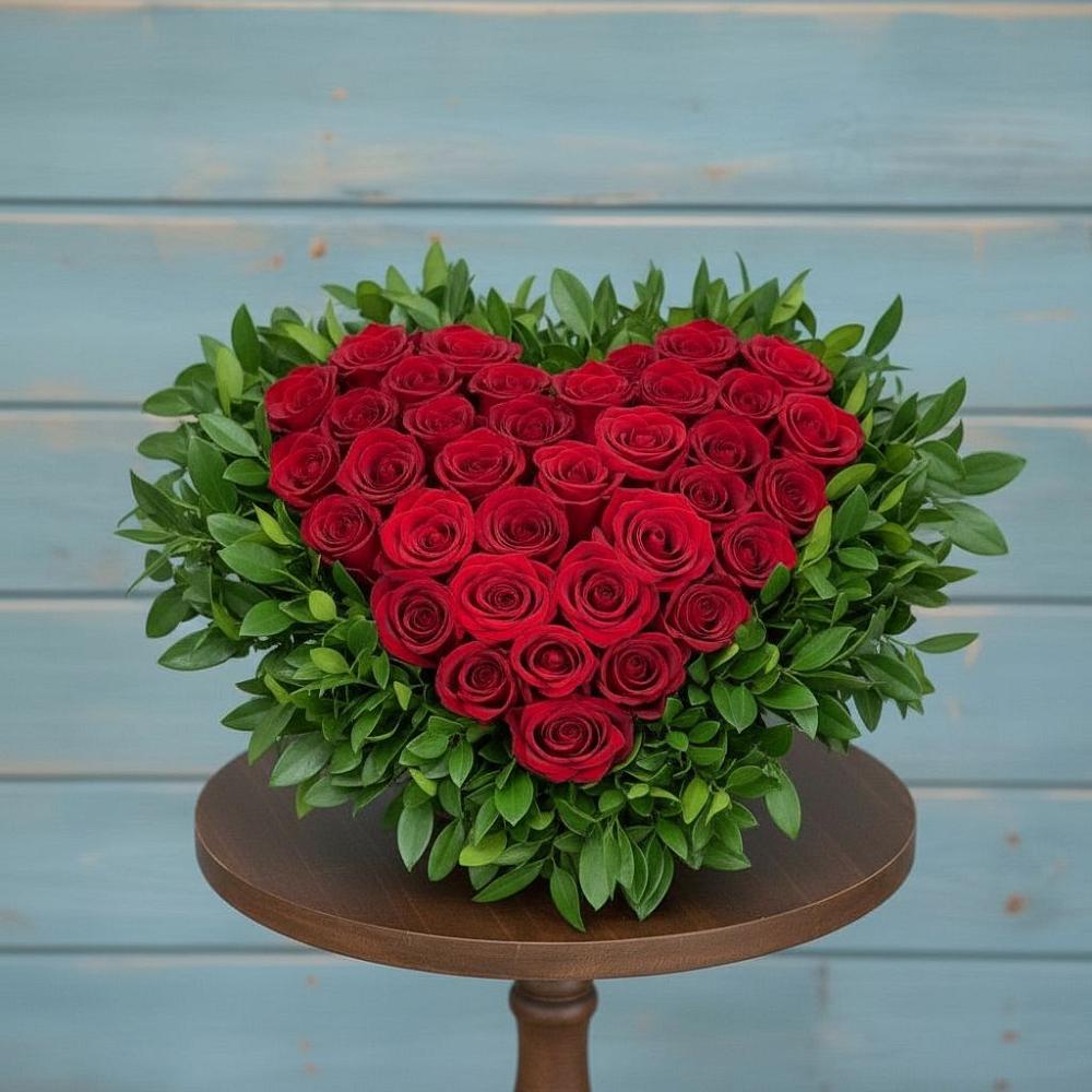 Цветочная композиция из Розы в виде сердца в Молоди