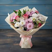 Букет цветов из:  Хризантемы, Альстромерии и Розы в Молоди