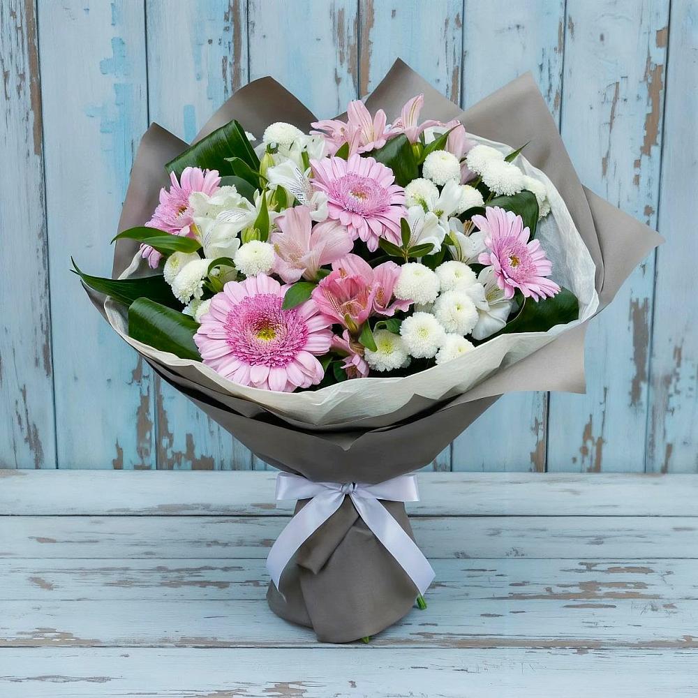 Букет цветов из: Герберы, Альстромерии и Хризантемы в Молоди
