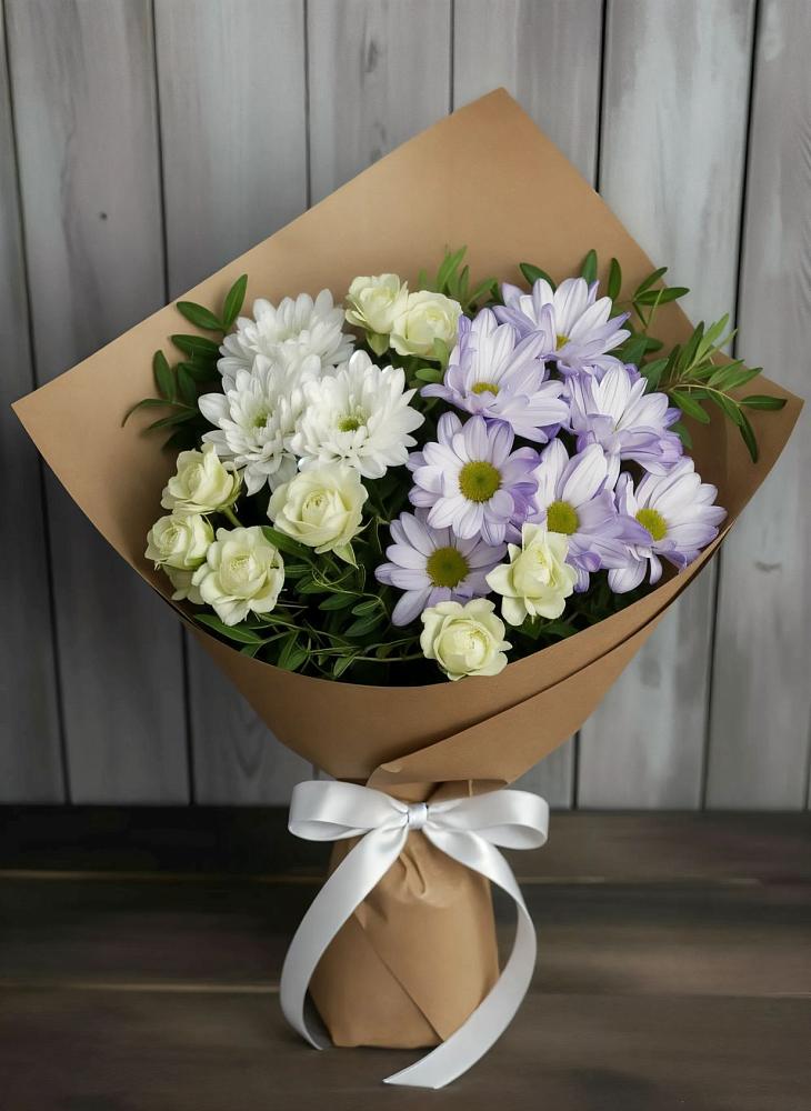 Букет цветов из: Хризантемы и Розы в Молоди